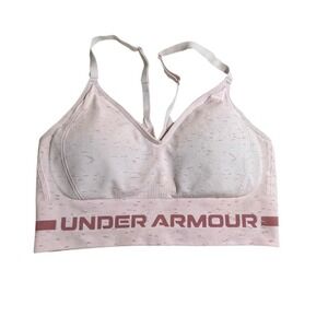 Under Armour Pink Heathered Strappy Racerback Medium Impact Sports Bra MD
